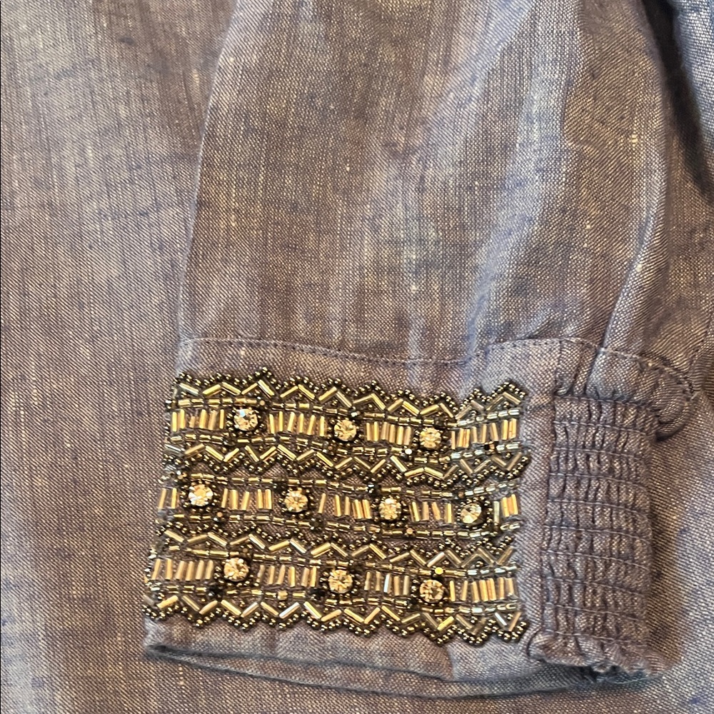 Chico's Light Blue Tunic with Gold Accents - Picture 4 of 4